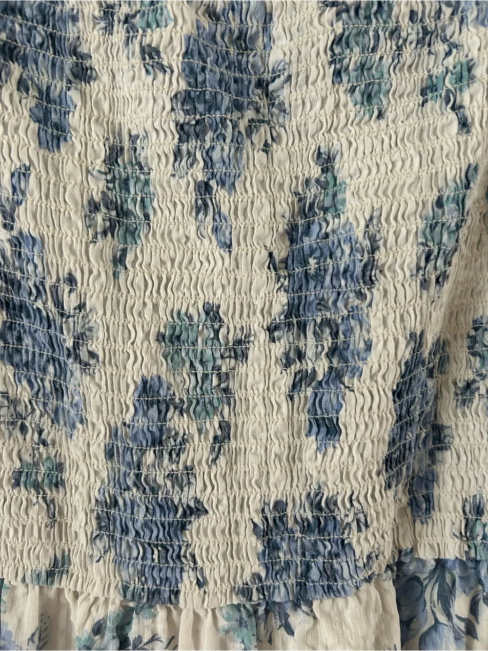 LOFT White Dress with Blue Floral Print